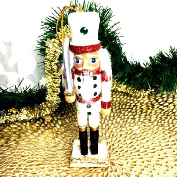 Nutcracker Wooden Sparkle Set of Five Holiday Christmas Ornaments - Picture 4 of 14